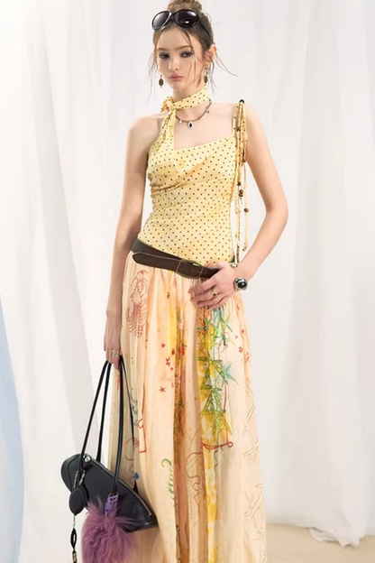 Lemongrass Polka Dot Swing Top