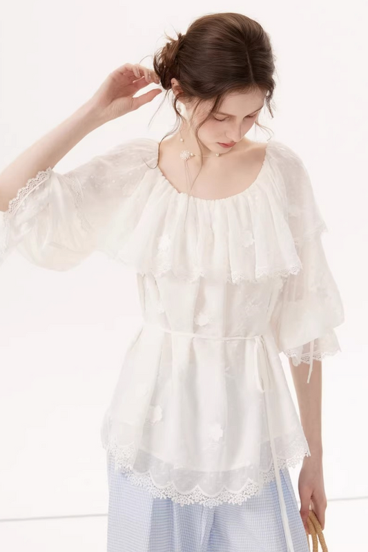 White Lace Off-Shoulder Top