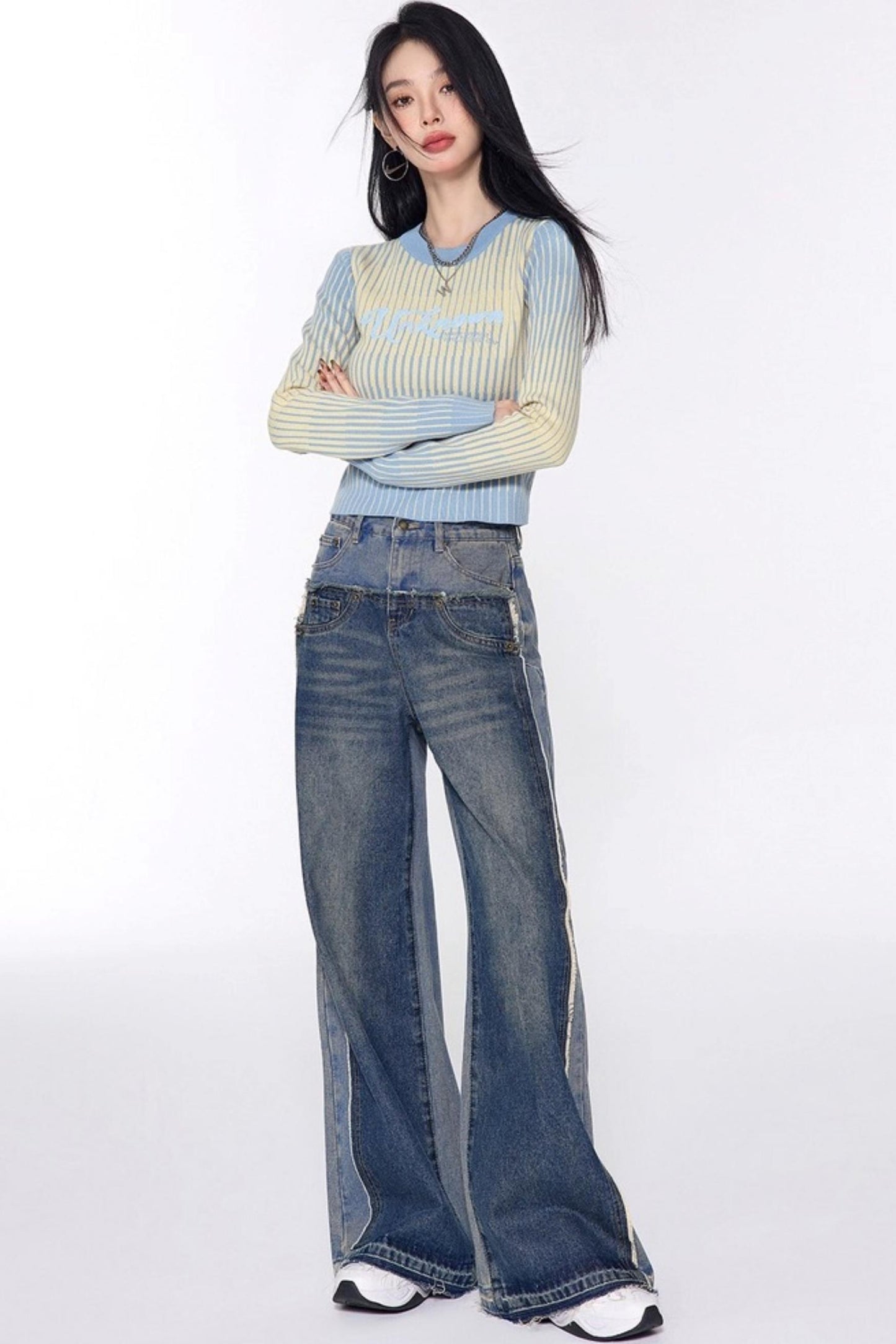 Stripe Slimming Knit Top