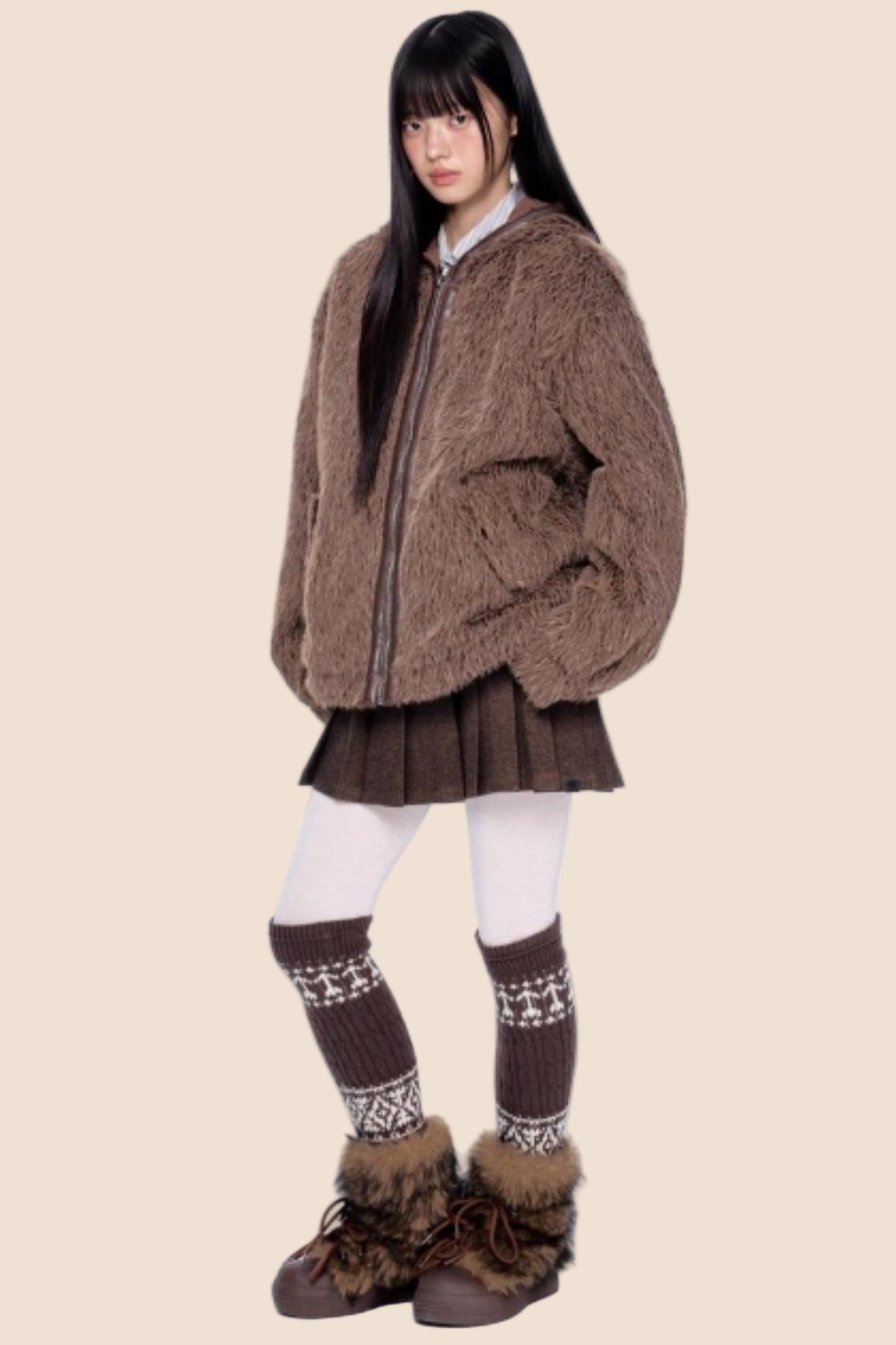 Furry Hooded Cotton Jacket