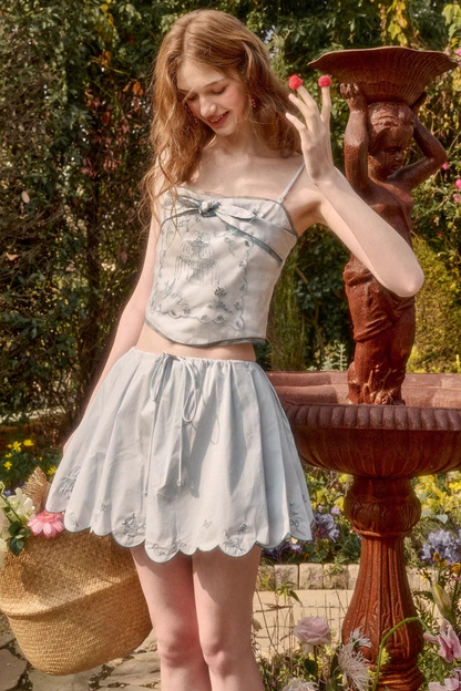 Baby Blue Embroidered Cotton Matching Set