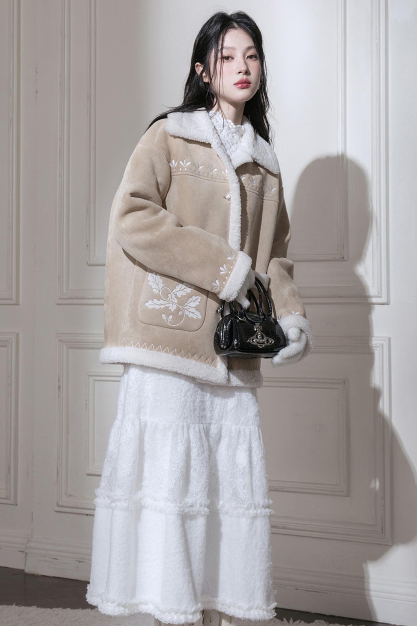 Warm Suede Embroidery Jacket