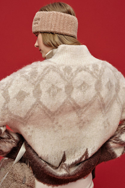 Jacquard-Haarband aus Wolle mit breiter Krempe