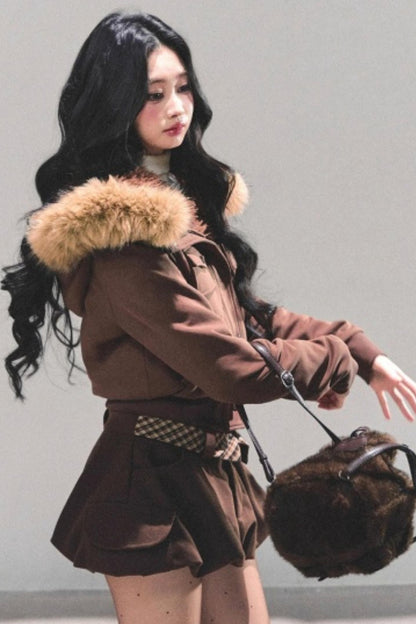 Hooded Faux Fur Winter Coat