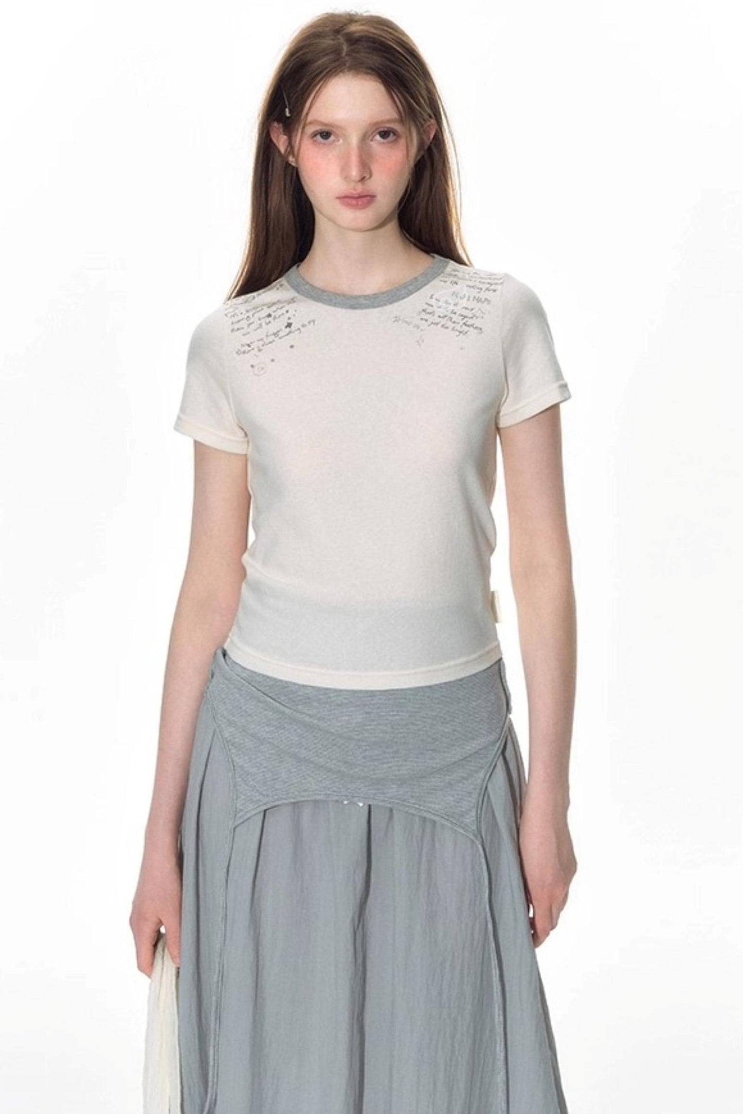 Original Patch Print Short Sleeve Summer Top