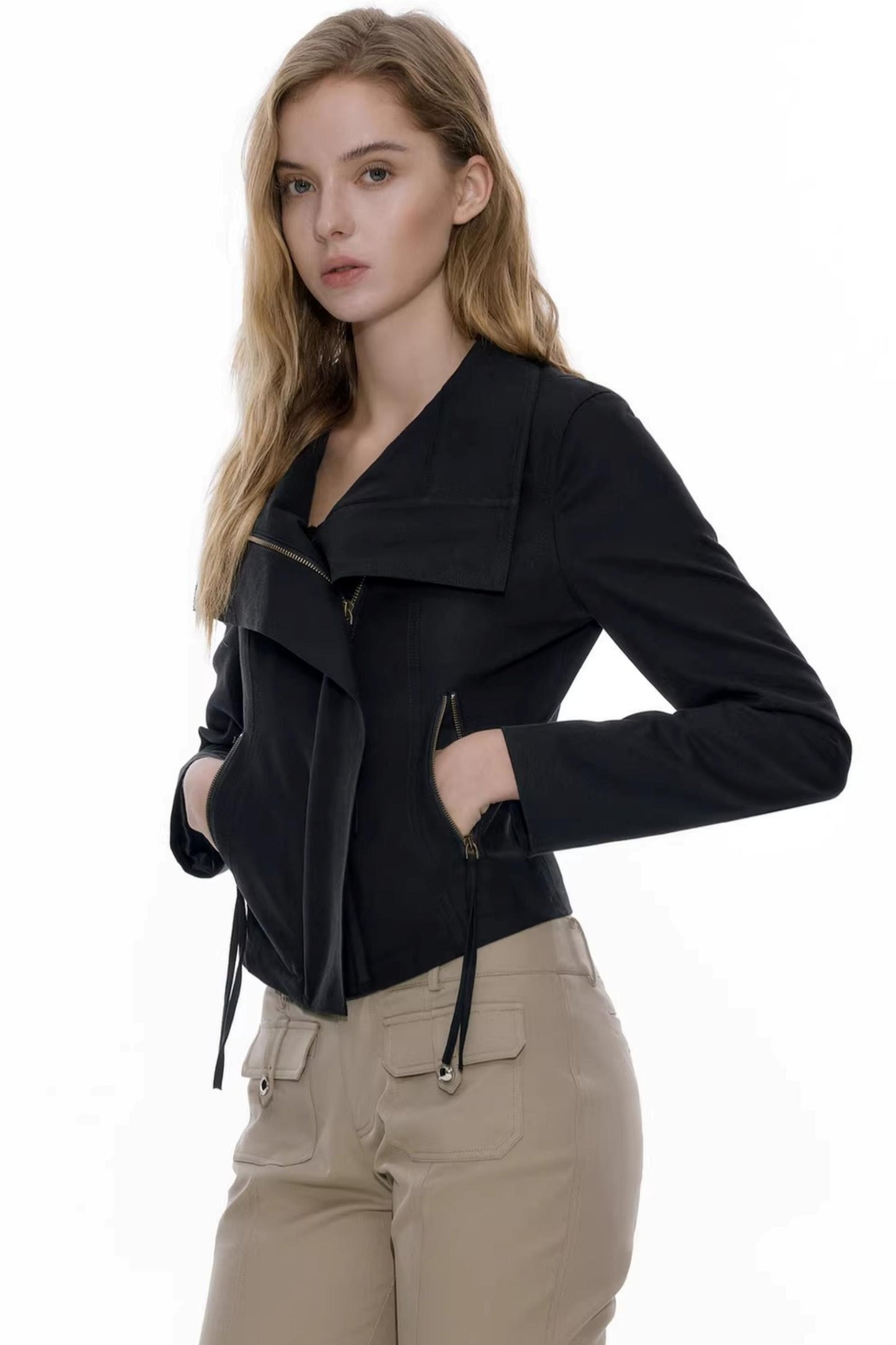 Asymmetrical Zipper Slim-Fit Top