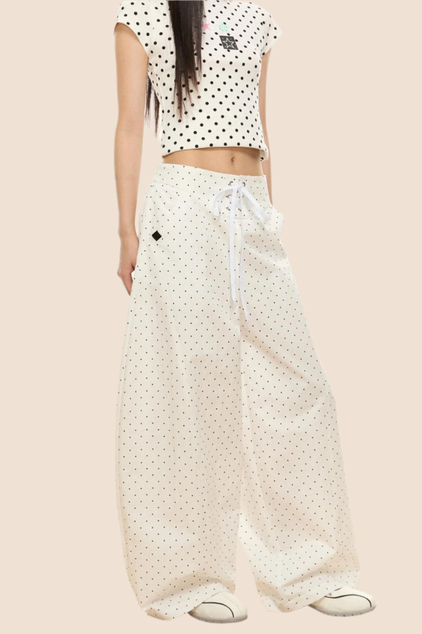 Polka Dot Wide-Leg Pants