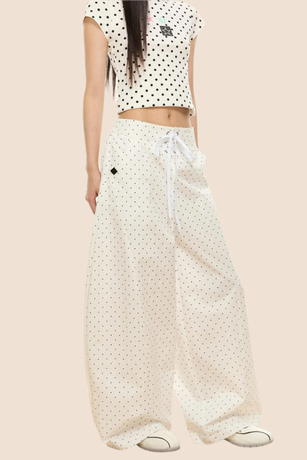 Polka Dot Wide-Leg Pants