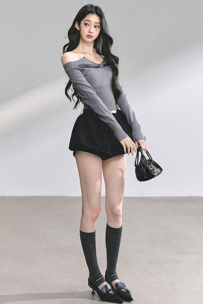 Lazy Weekend One-Shoulder Knitted Top