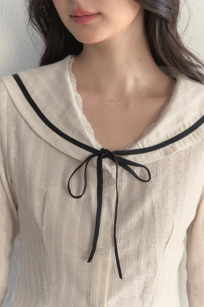 Texture Long Sleeve Waist Shirt Set-Up