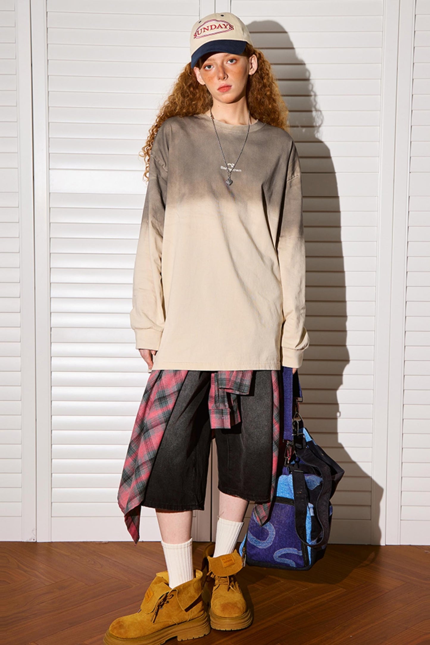 Gewaschenes Gradient Langarmshirt 