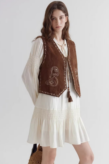 Color-Block Suede Vest