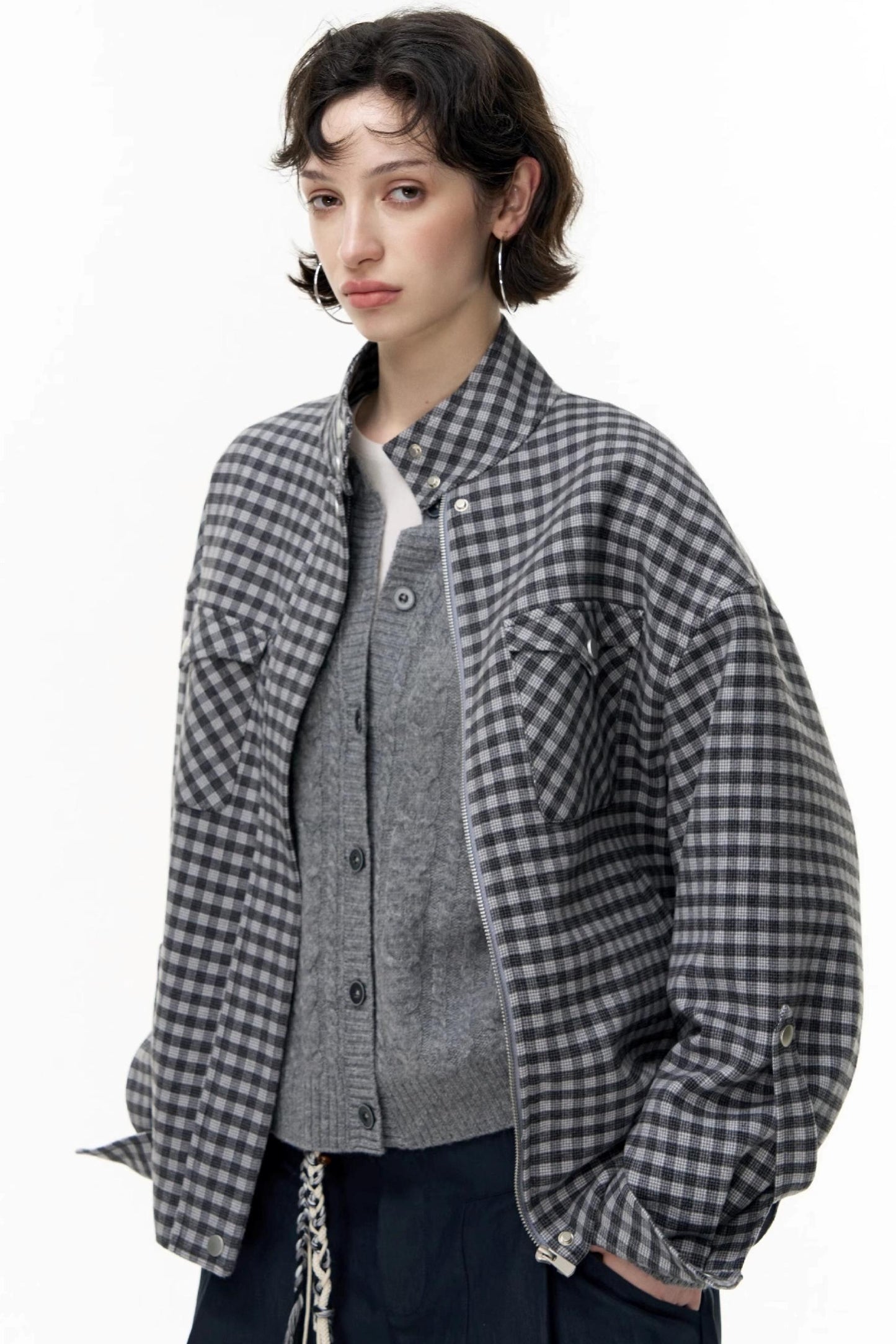 Gray Wool Knitted Cardigan