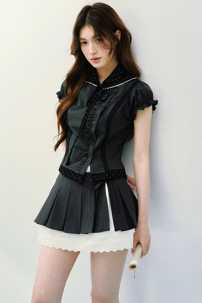 Striped Patchwork Blouse Set-Up