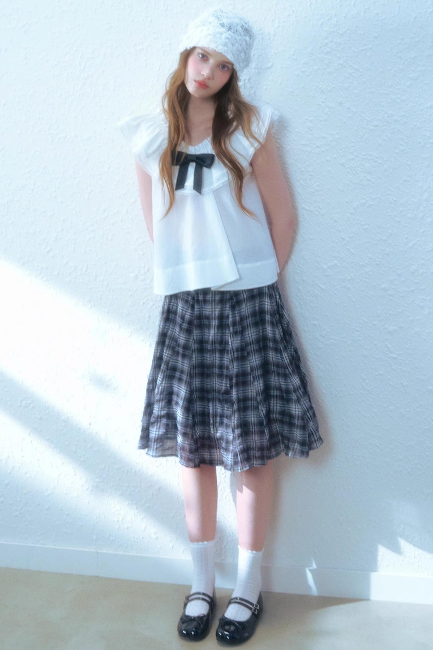 Chic Checkered Midi Skirt Set-Up