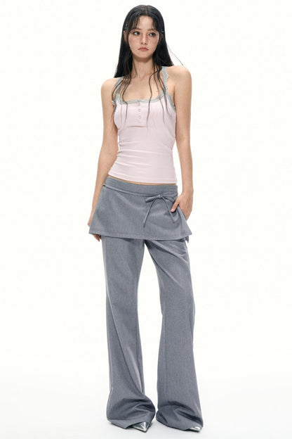 Summer Gray Wide Leg Suit Pants