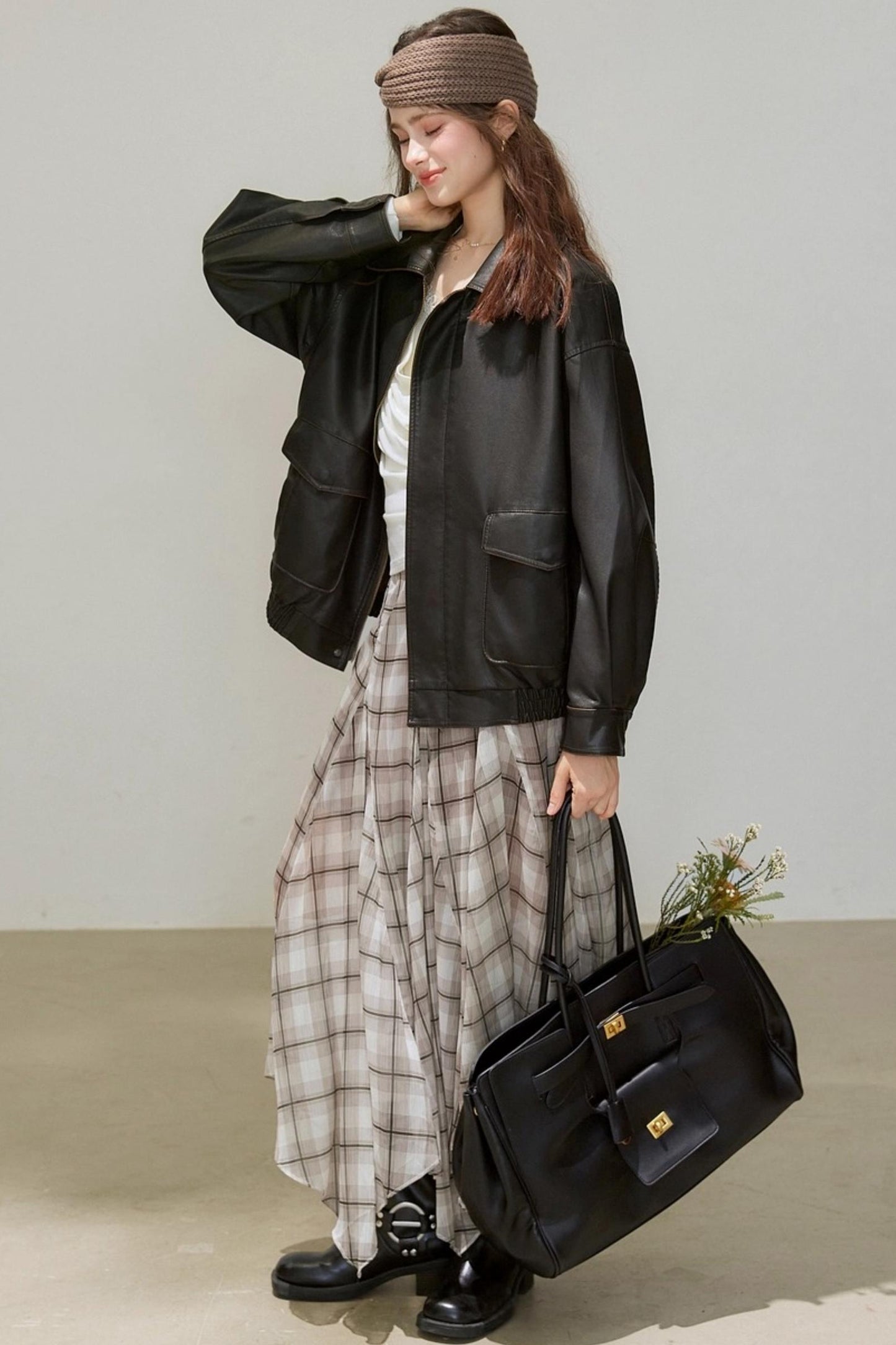 Back Brown Leather Jacket