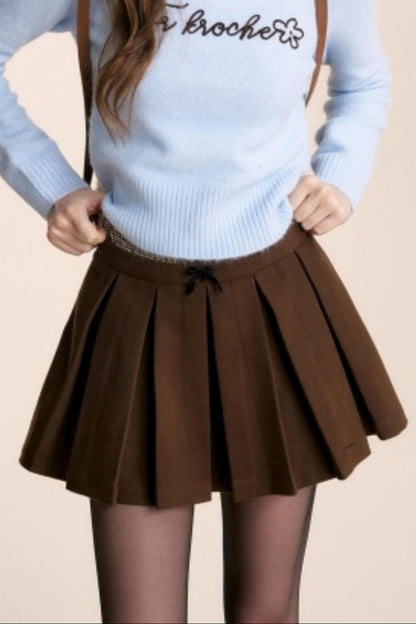 Plaid Flocked Bow Skirt