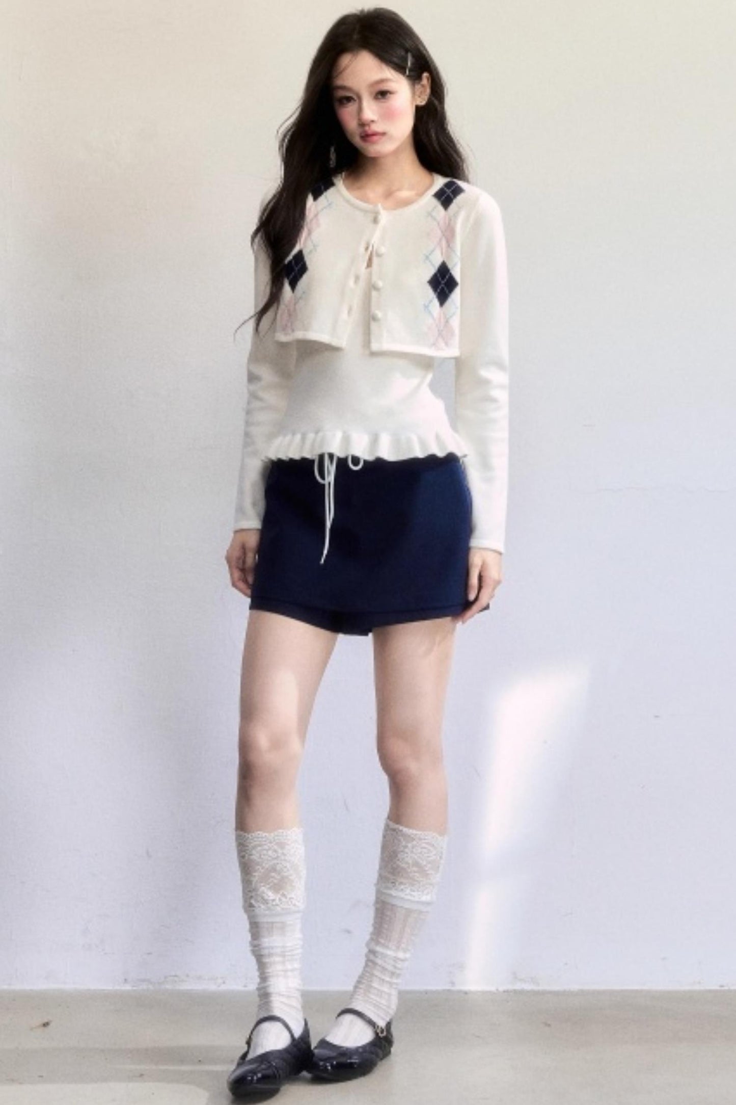 Geometric Quilted Cardigan Set