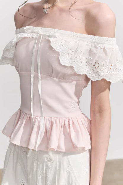 Blusa francese a fiori con volant