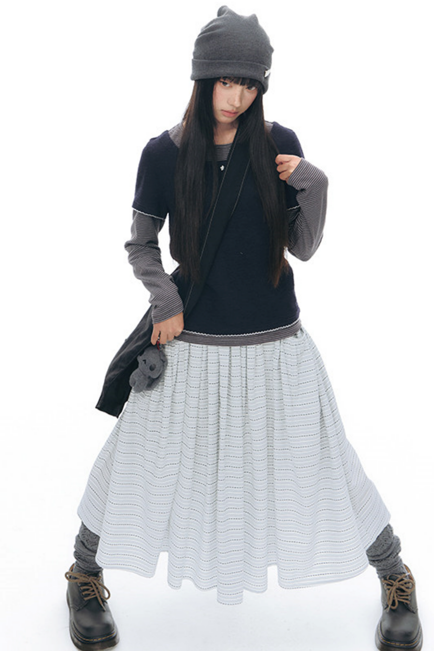 Henley Collar Fake Two-Piece Top