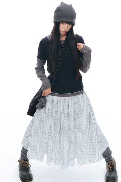 Henley Collar Fake Two-Piece Top