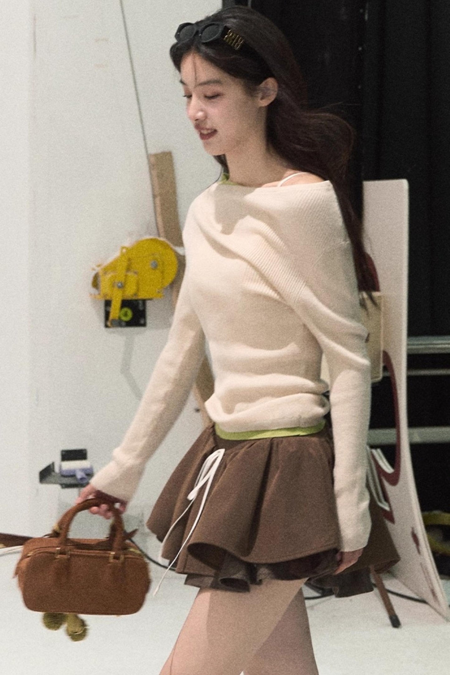 Wool Off-Shoulder Knit Top