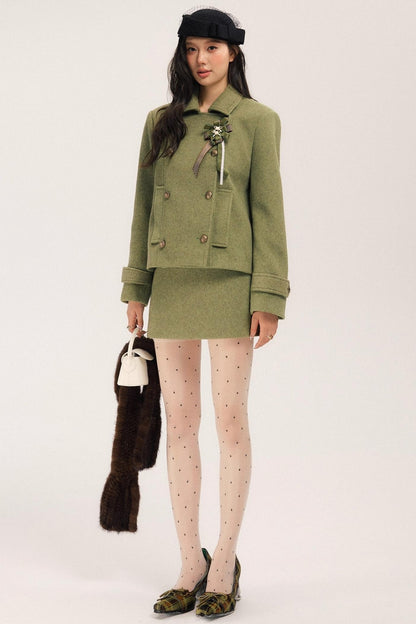 Flight Diary Woolen Jacket & Skirt Set-Up