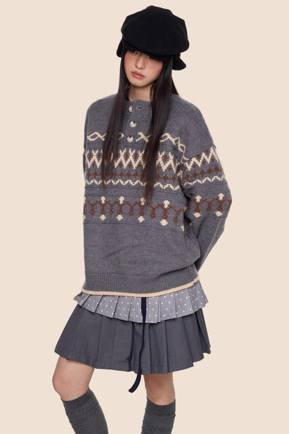 Autumn Vintage Knit Sweater Jacket