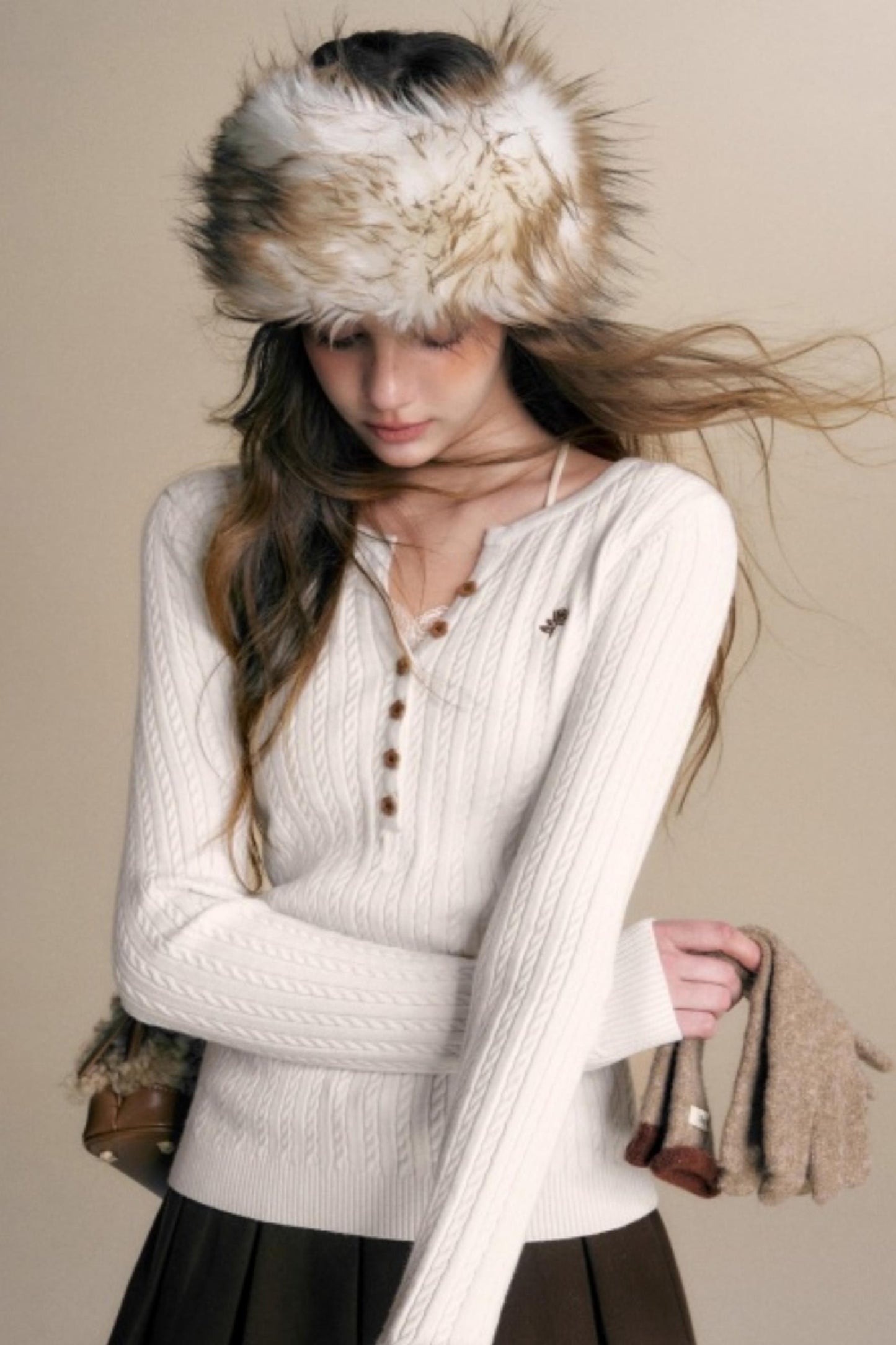 Fine Cable Knit Cardigan