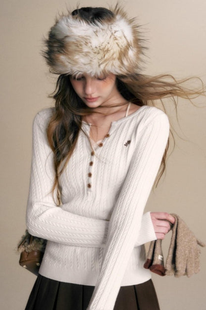 Fine Cable Knit Cardigan