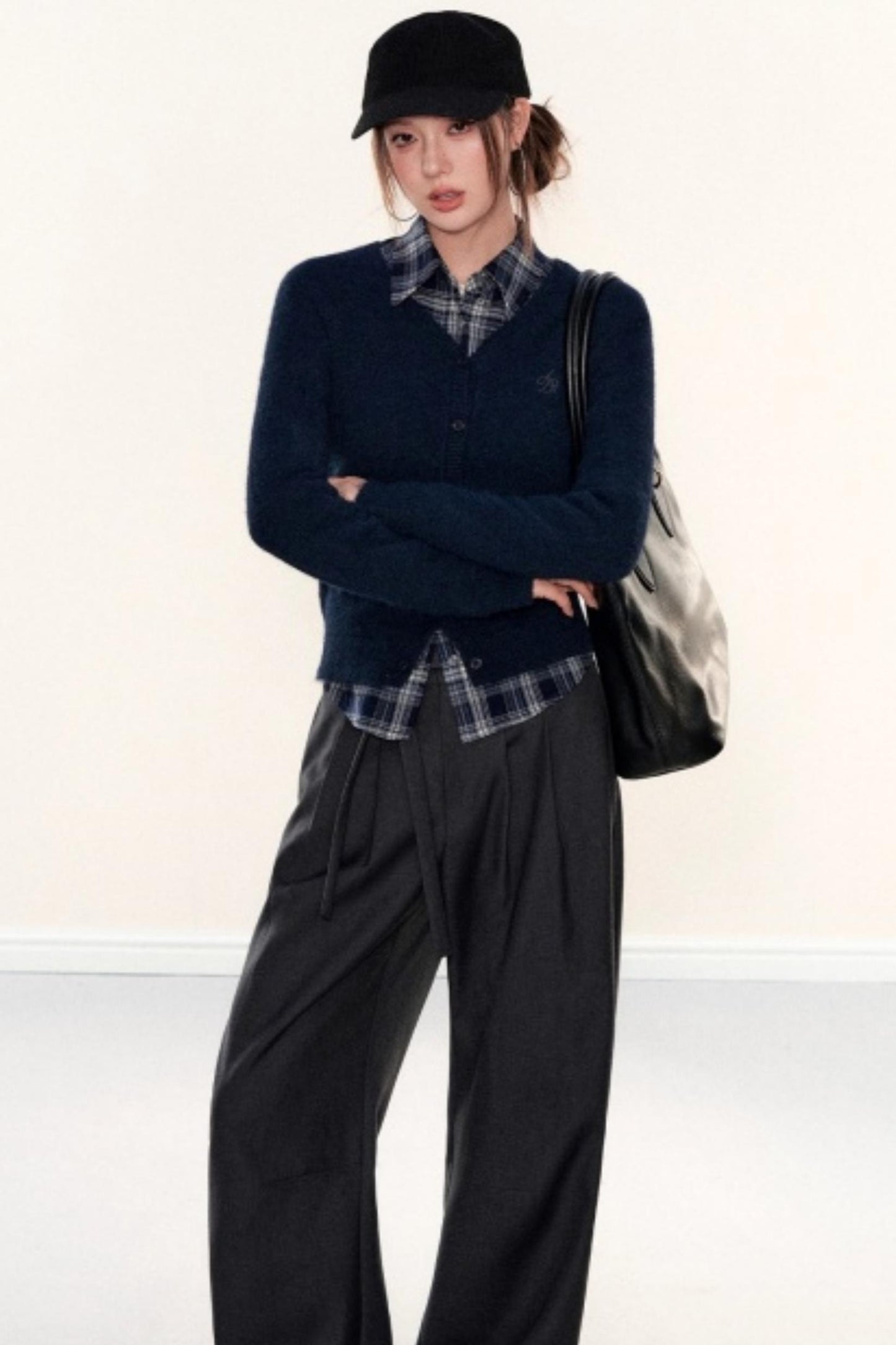 Plaid Waist-Cinching Shirt