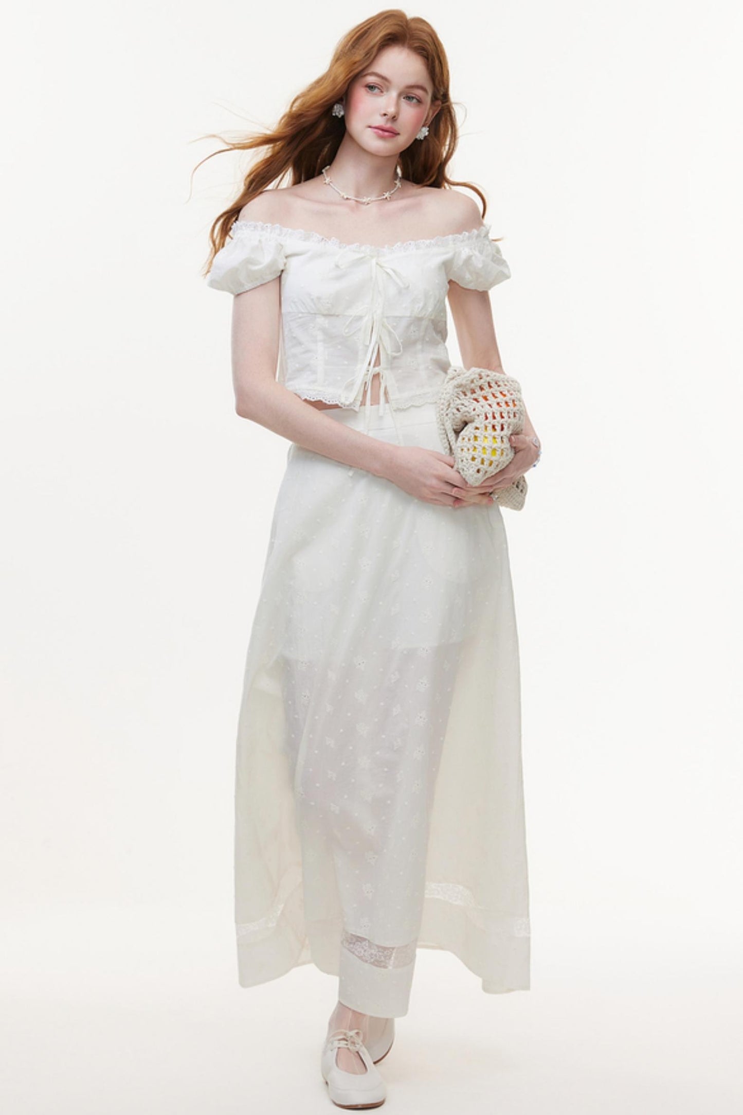 Skeleton Embroidered Two-Piece Skirt Set-Up