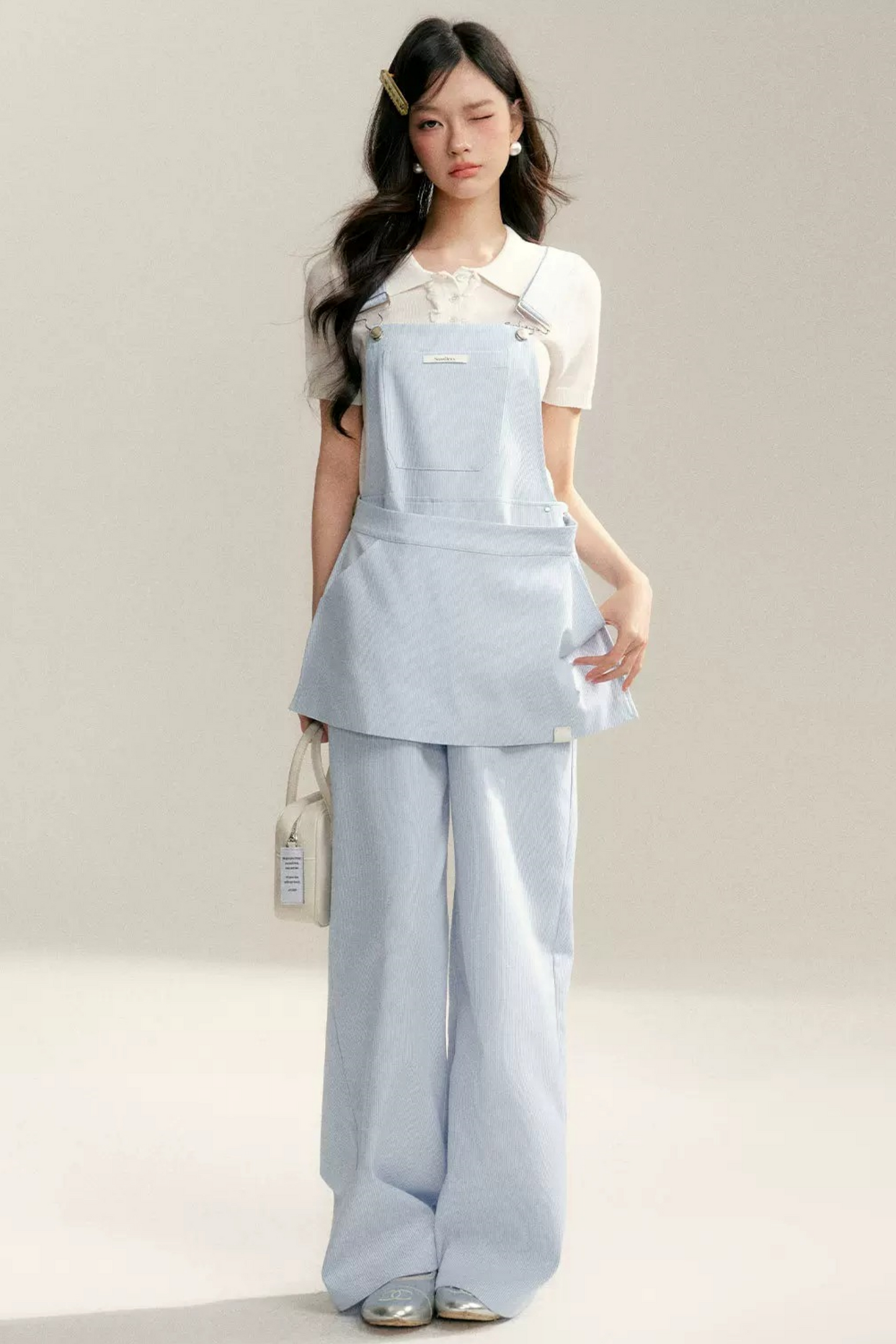 Striped Bib Jumpsuit Set