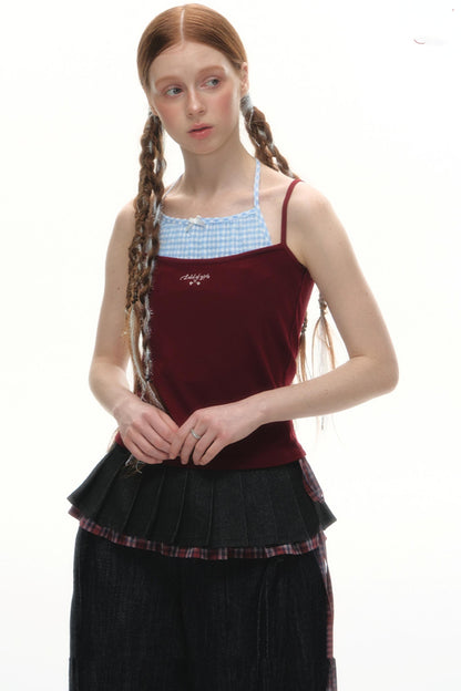 Faux Two-Strap Bow Tie Top