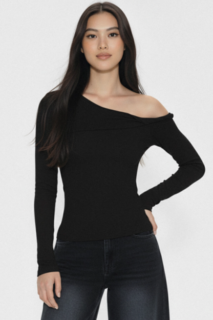 Asymmetrical Twist Slim-Fit Top