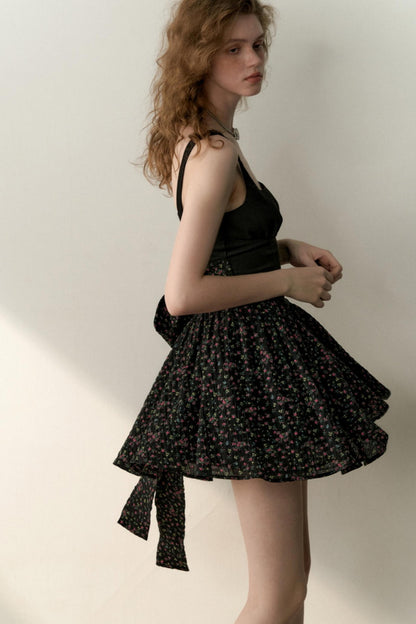 Floral Patchwork Bowtie Camisole Dress