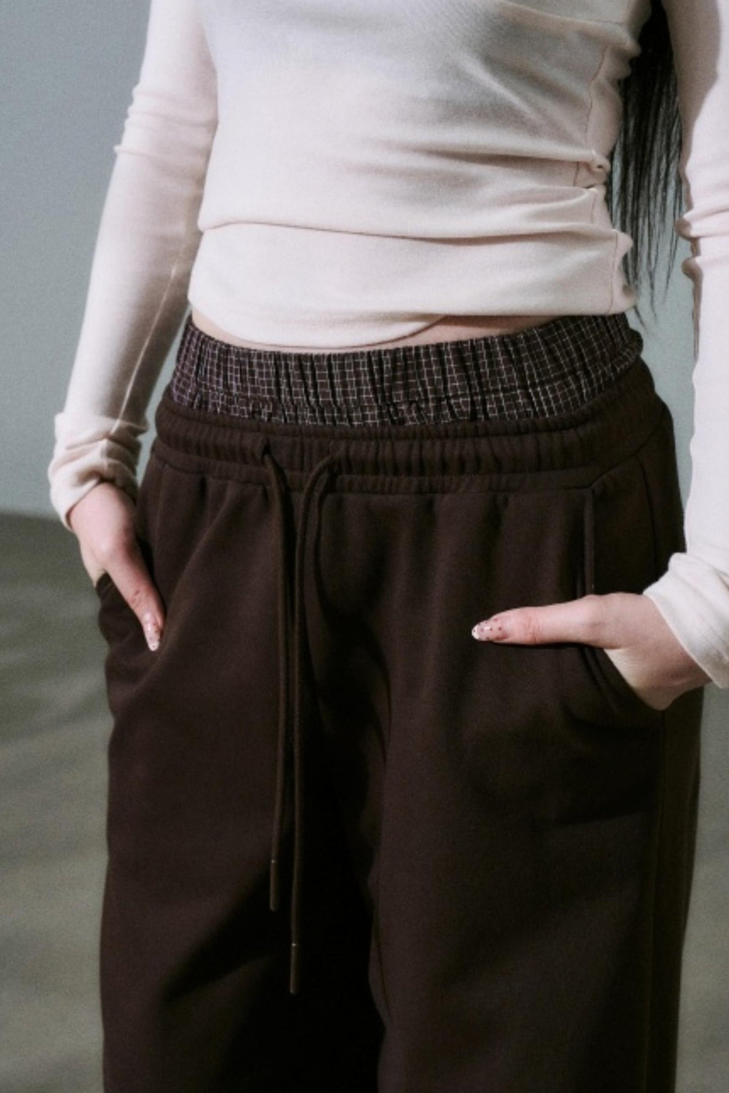 Plaid Patchwork Terry Sweatpants