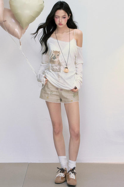 Sheer UV Protection One-Shoulder Top