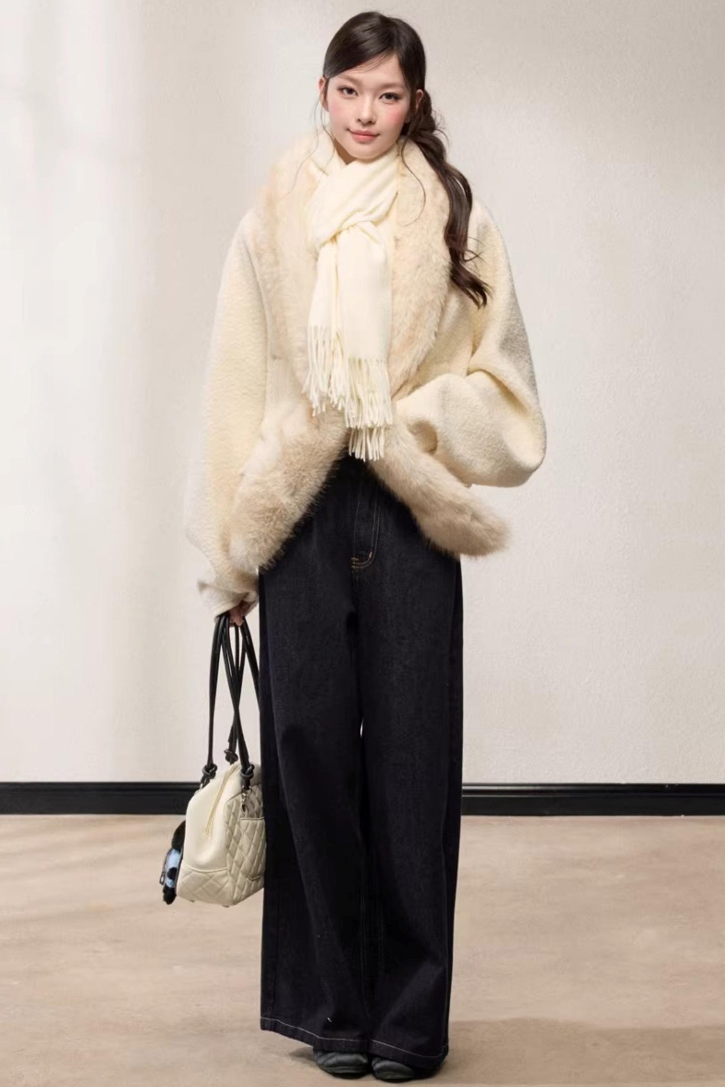 Elegant Wool Batwing Coat