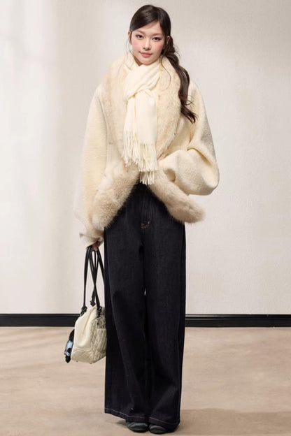 Elegant Wool Batwing Coat