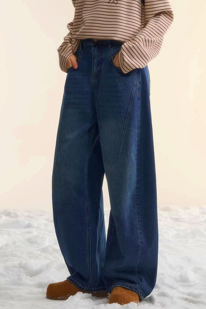 Brushed Distressed Retro Jeans