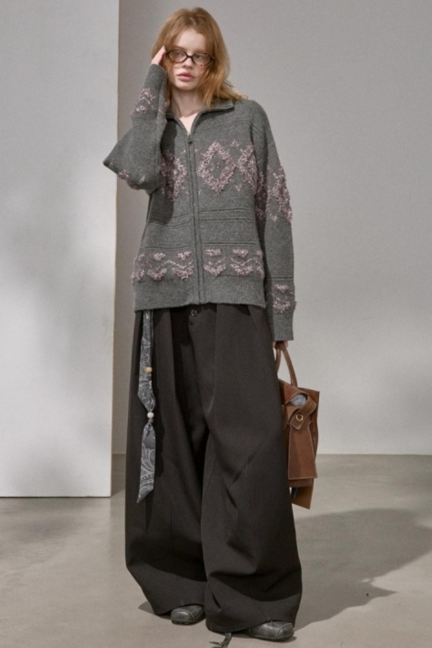 Diamond Pattern Knitted Cardigan