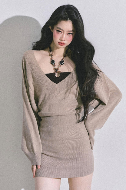 Gold Wisdom French Knitted Dress Set-Up