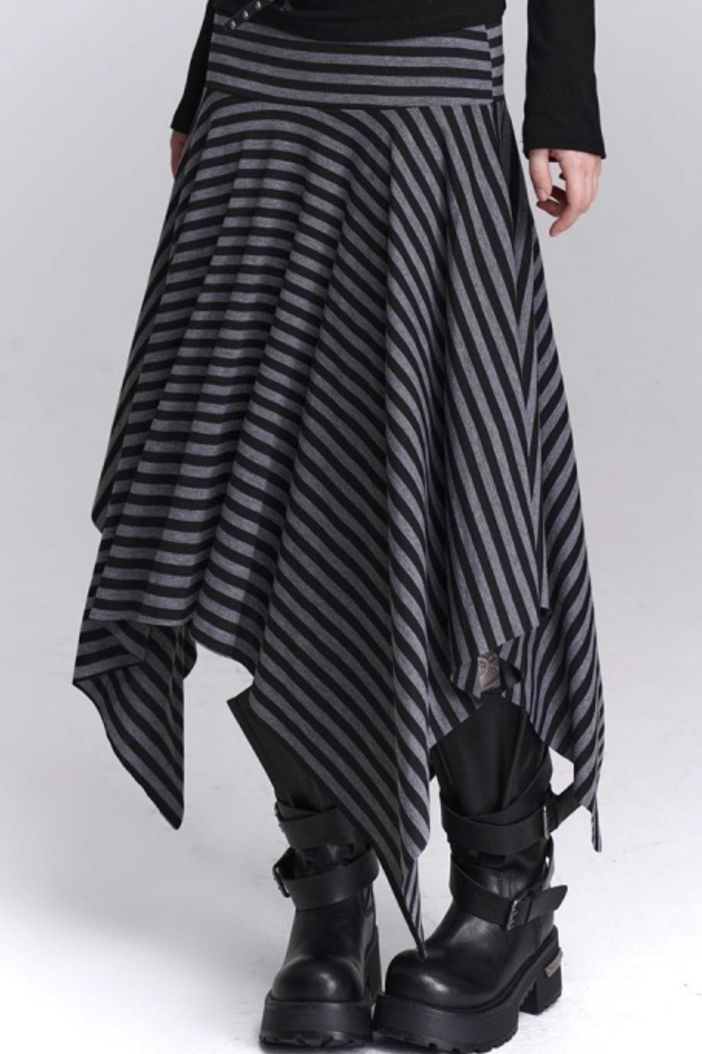 Asymmetrical Striped Skirt