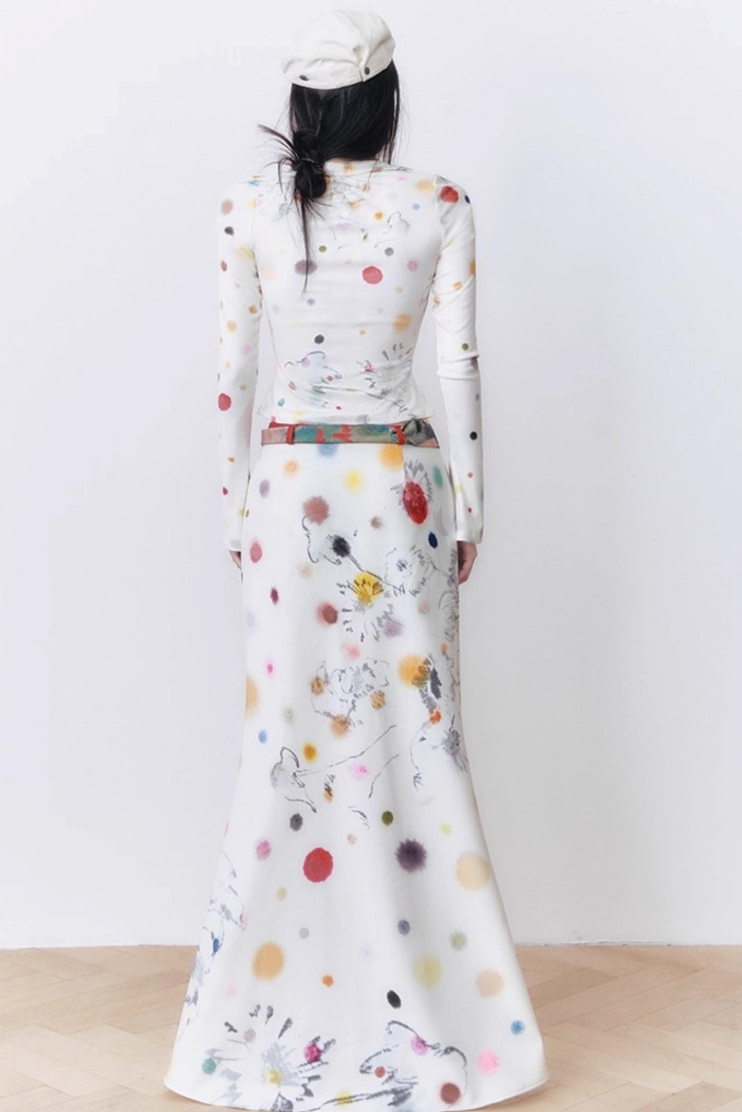 White Polka Dot A-line Skirt