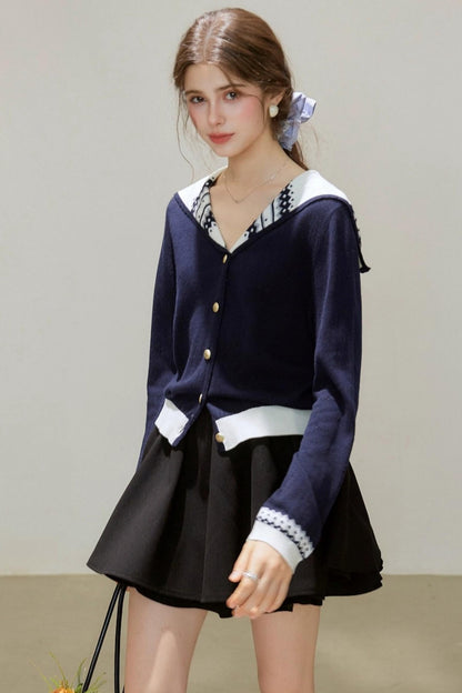 Navy Knitted Cardigan