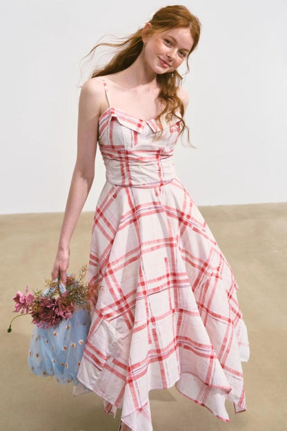 Pink Plaid Halter Dress