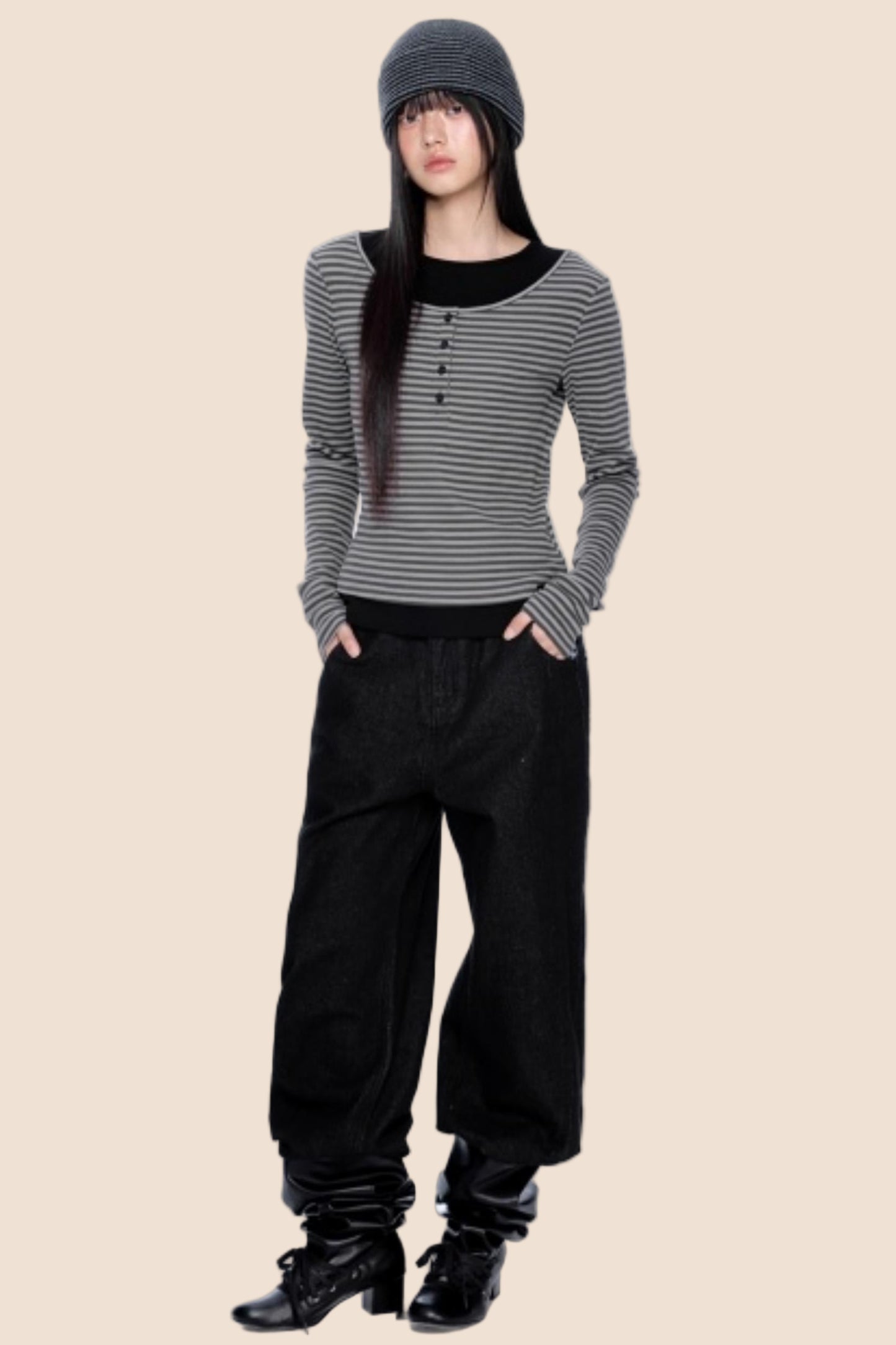 Striped Patchwork Knitted Top