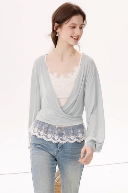 Lyocell Lace Batwing Top